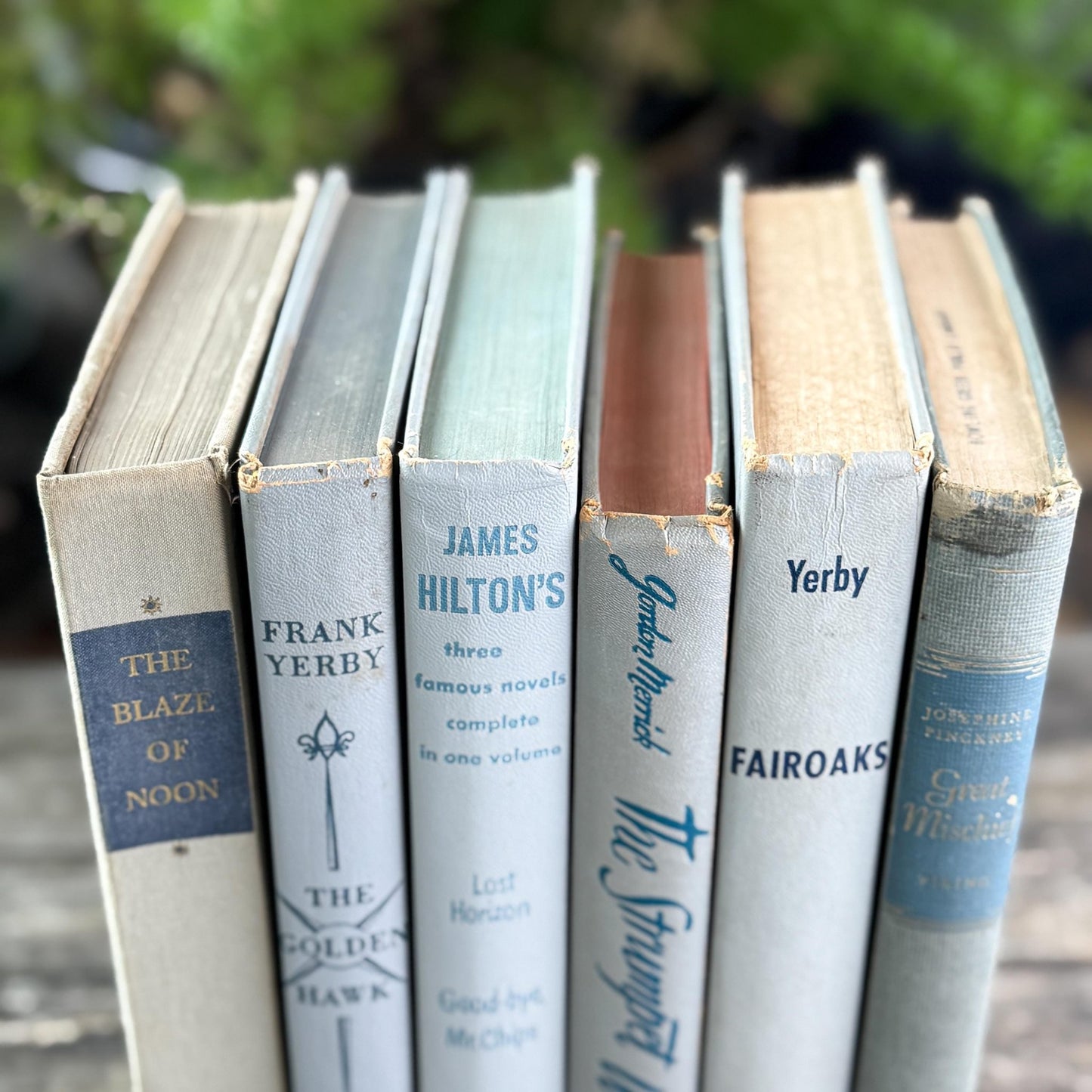 Gray and Blue Decorative Books for Shelf Styling - Pretty Old Books