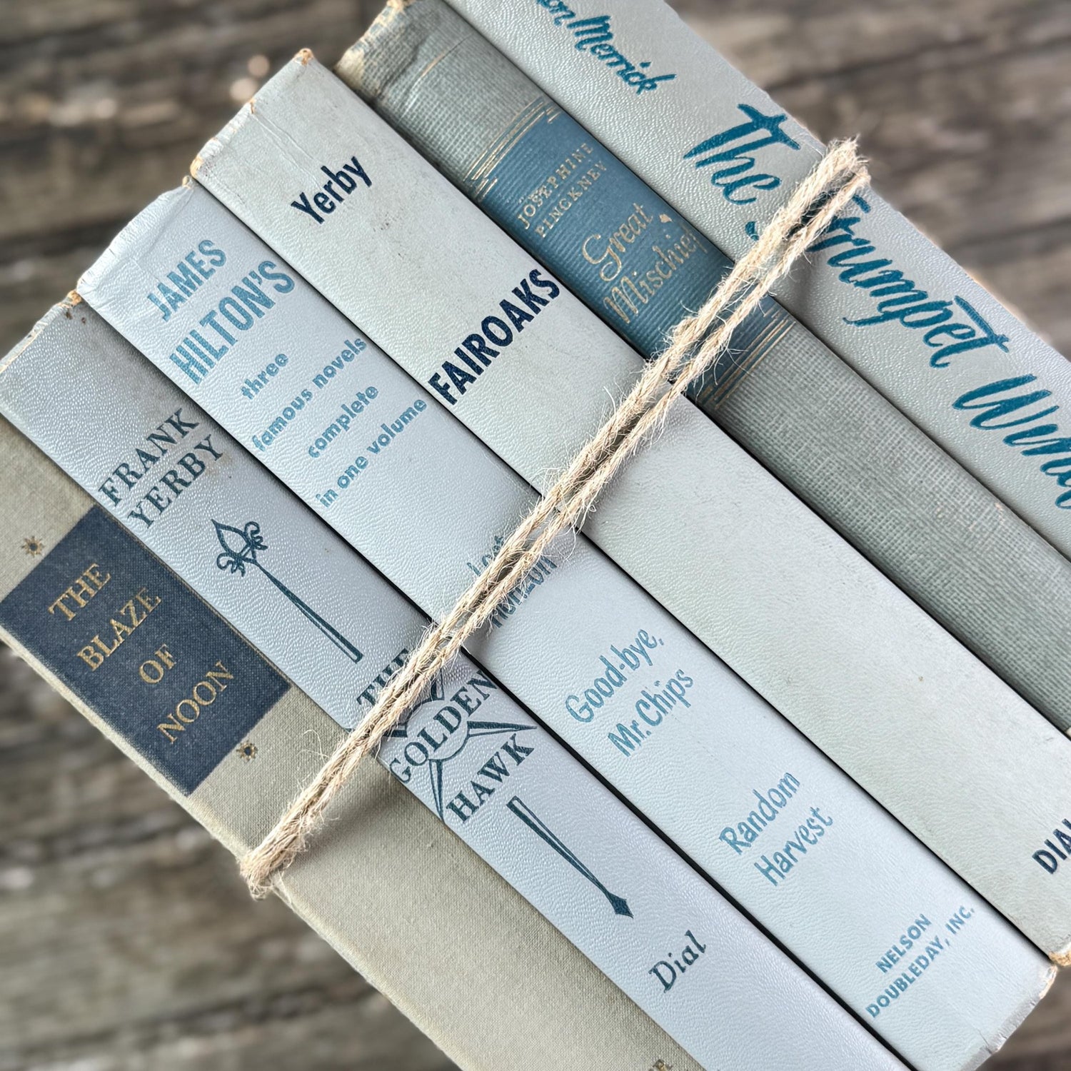 Gray and Blue Decorative Books for Shelf Styling - Pretty Old Books