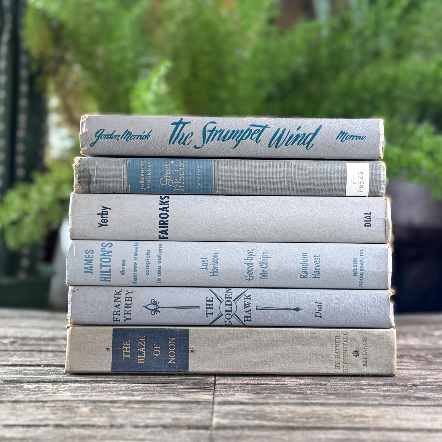 Gray and Blue Decorative Books for Shelf Styling - Pretty Old Books