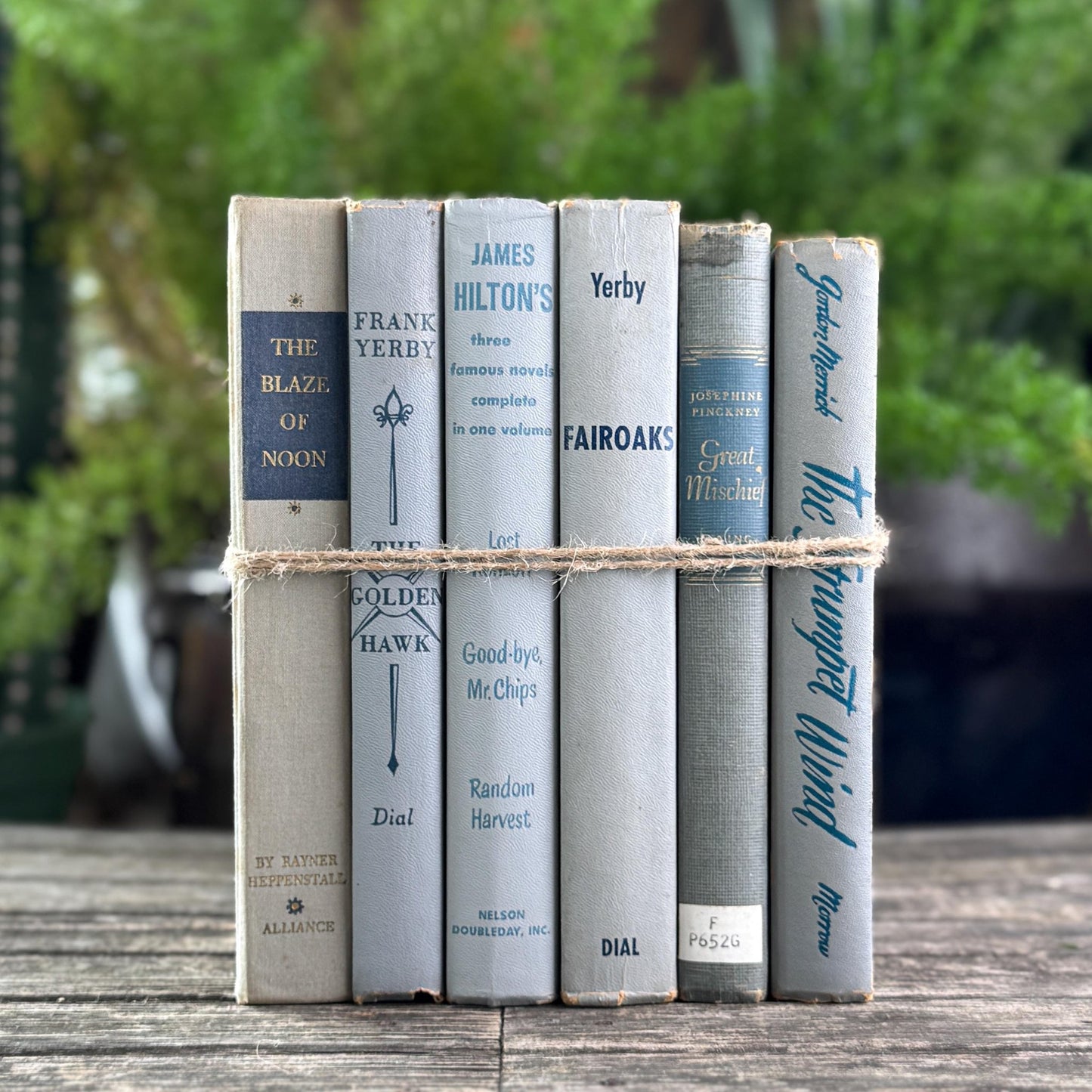 Gray and Blue Decorative Books for Shelf Styling - Pretty Old Books