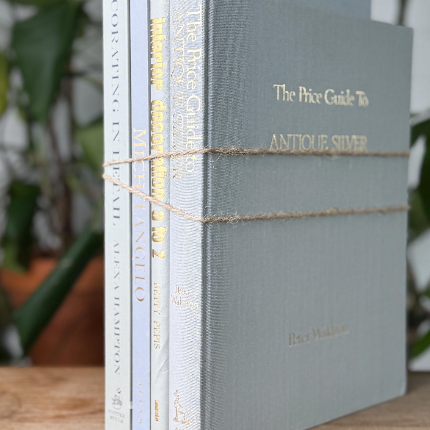 Gray and Gold Coffee Table Book Stack - Pretty Old Books
