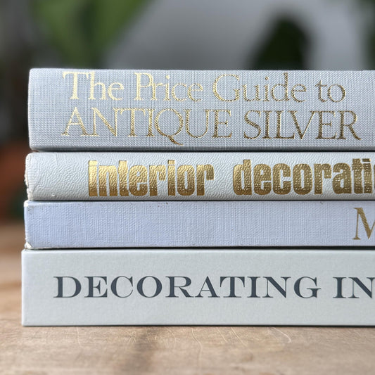 Gray and Gold Coffee Table Book Stack - Pretty Old Books