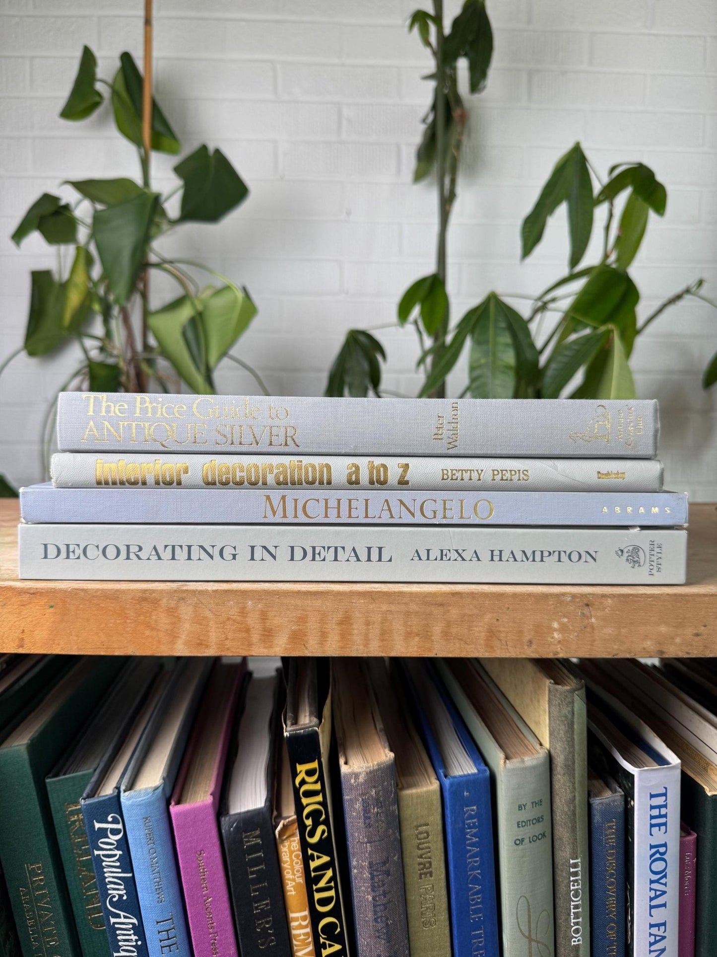 Gray and Gold Coffee Table Book Stack - Pretty Old Books