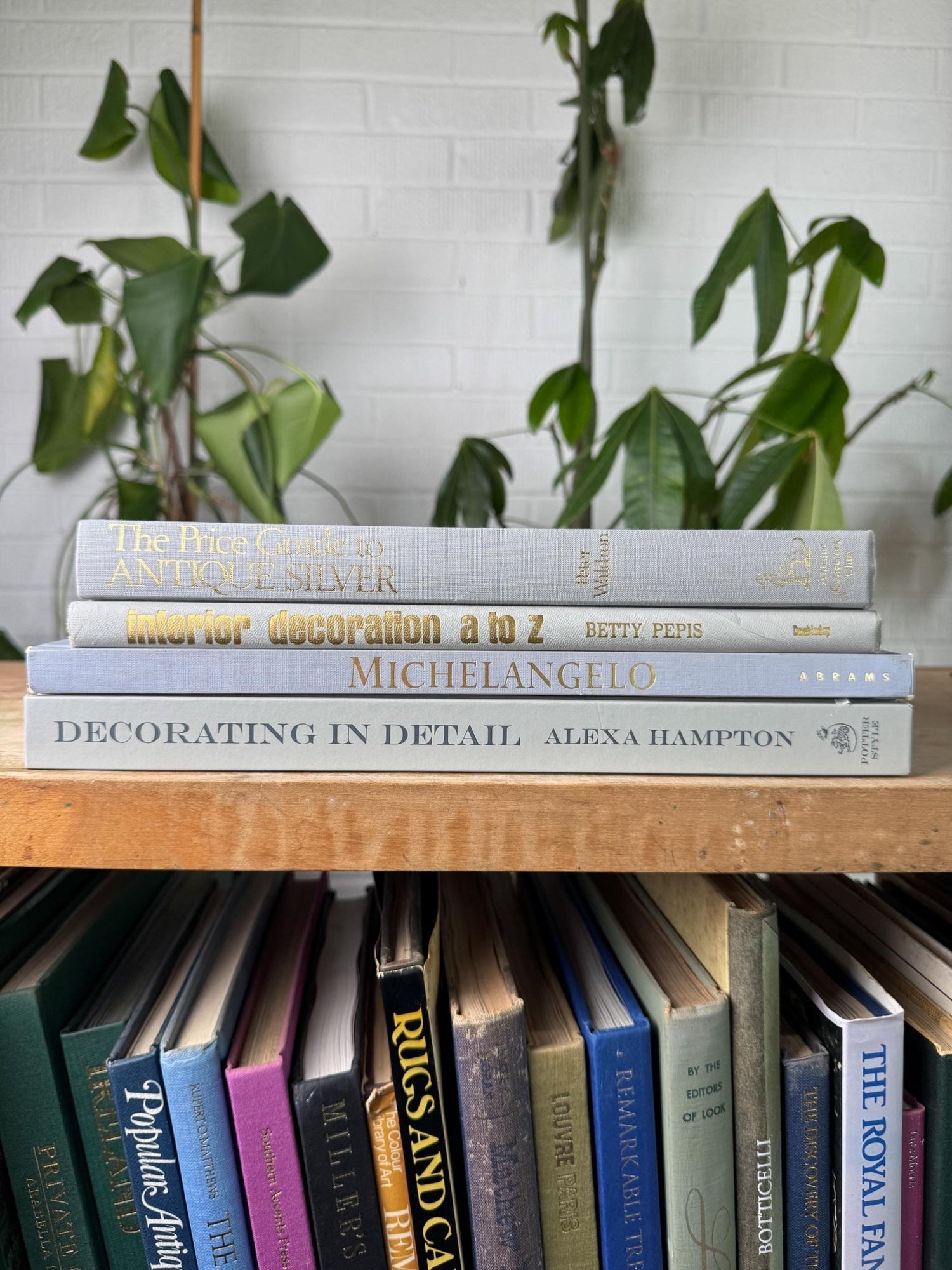 Gray and Gold Coffee Table Book Stack - Pretty Old Books