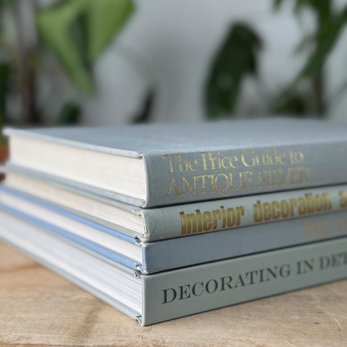 Gray and Gold Coffee Table Book Stack - Pretty Old Books