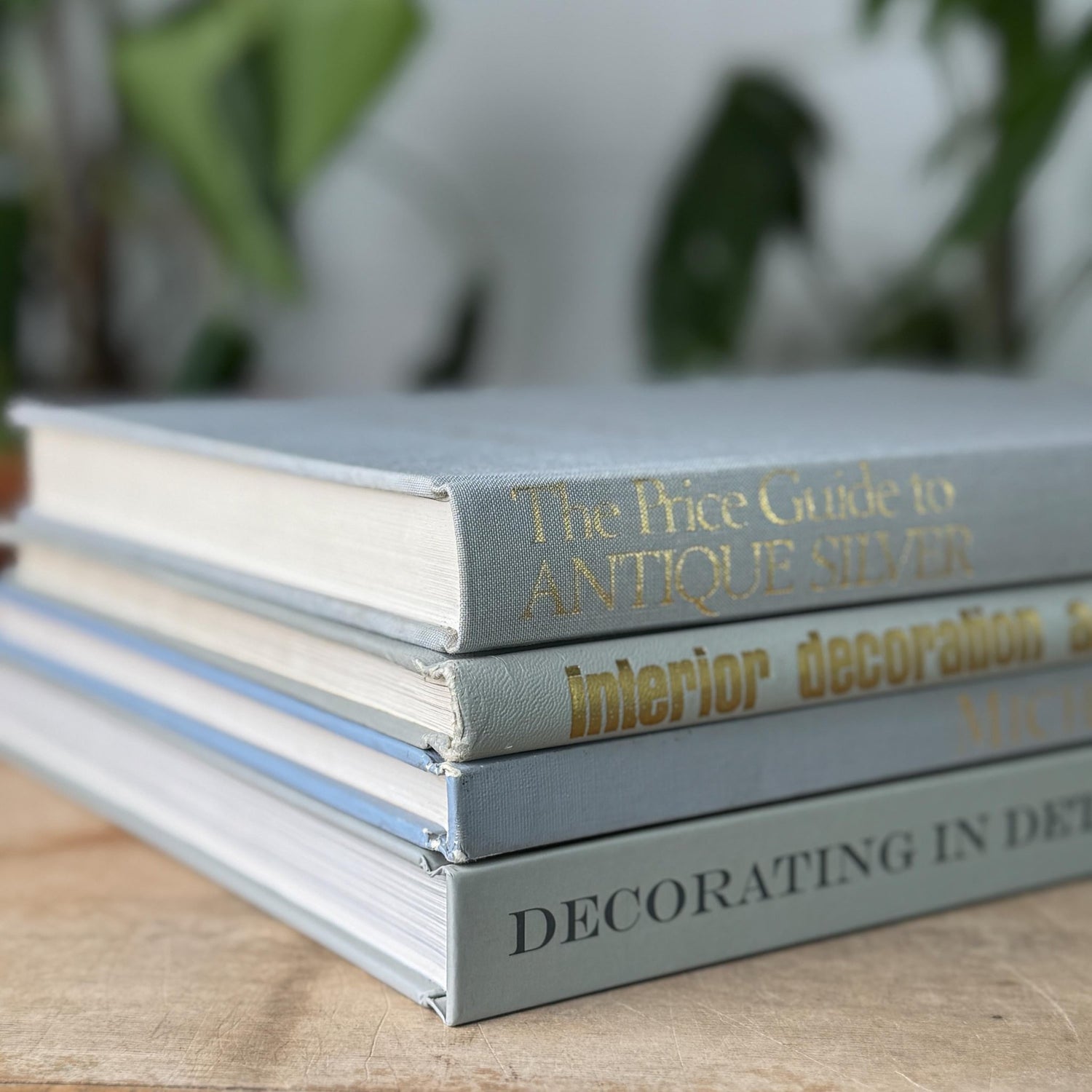 Gray and Gold Coffee Table Book Stack - Pretty Old Books