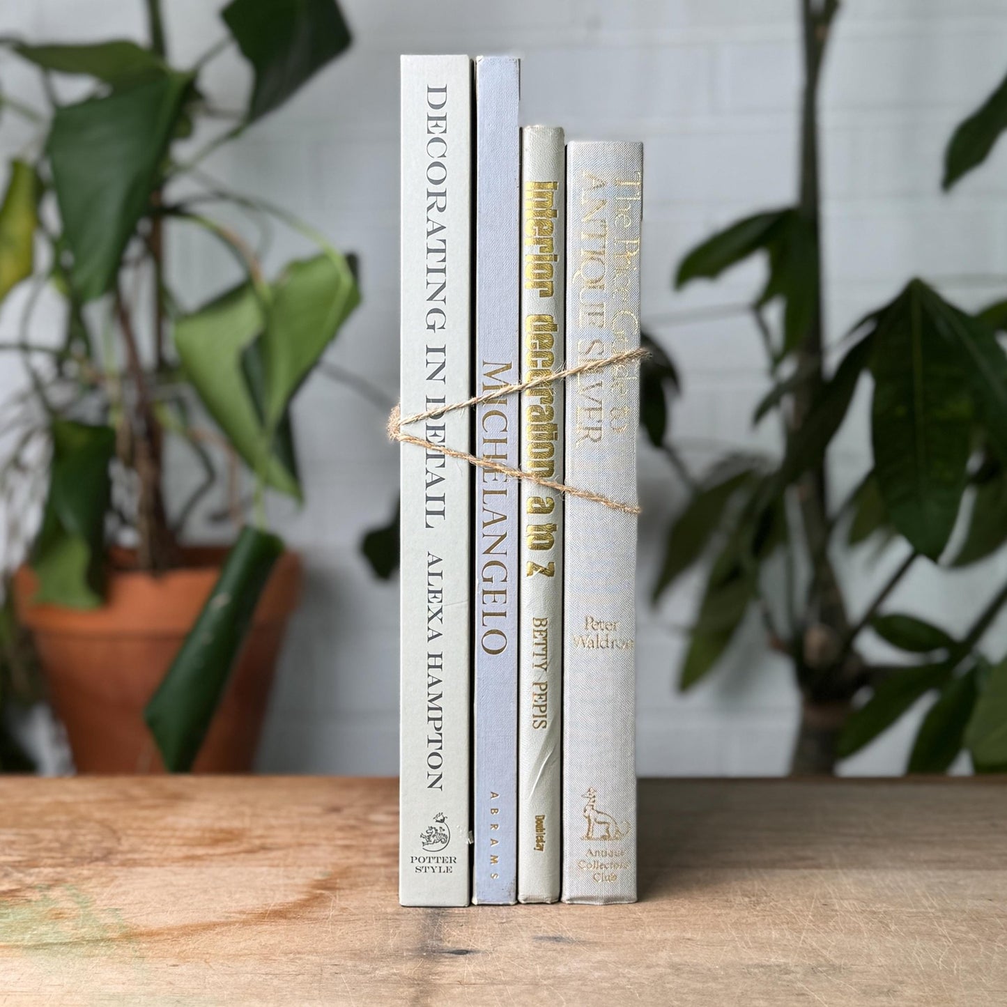 Gray and Gold Coffee Table Book Stack - Pretty Old Books