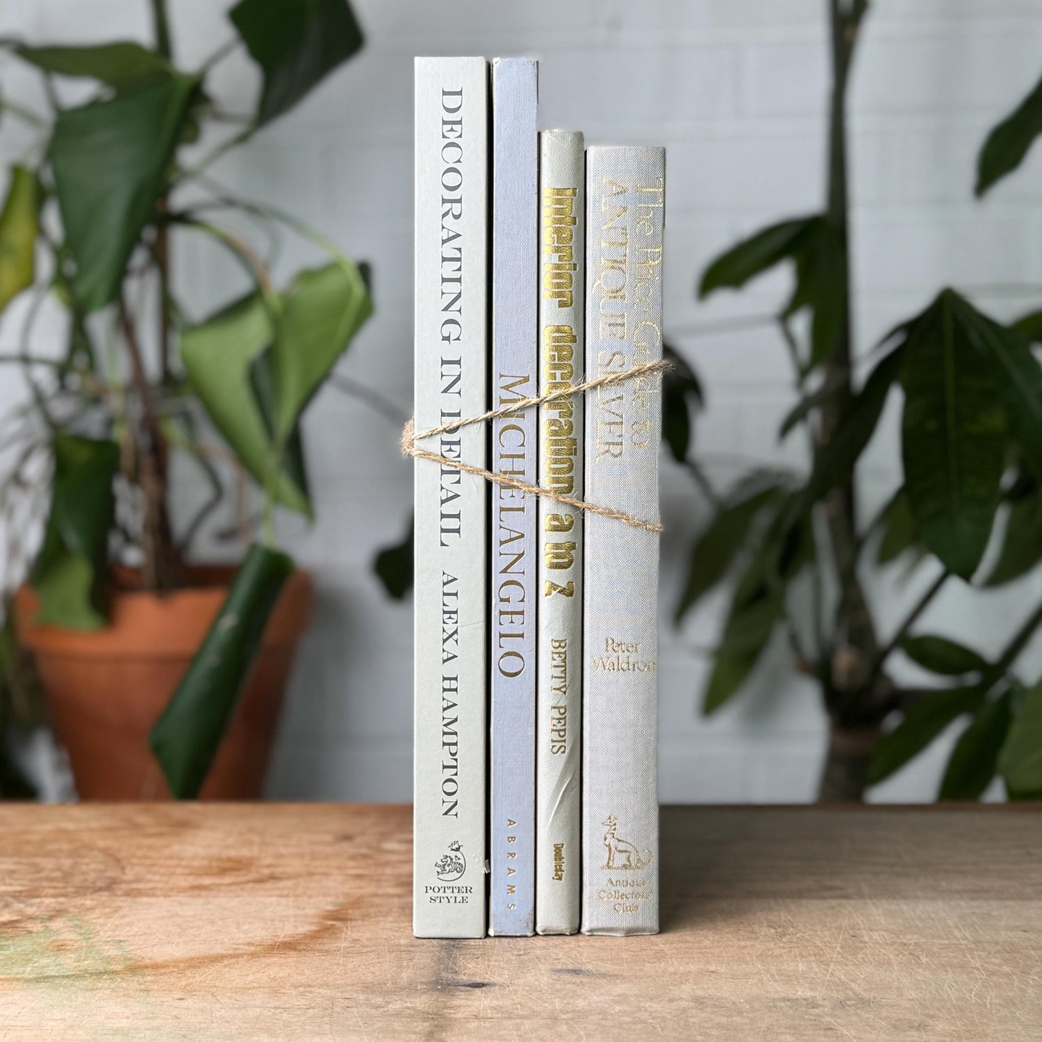 Gray and Gold Coffee Table Book Stack - Pretty Old Books