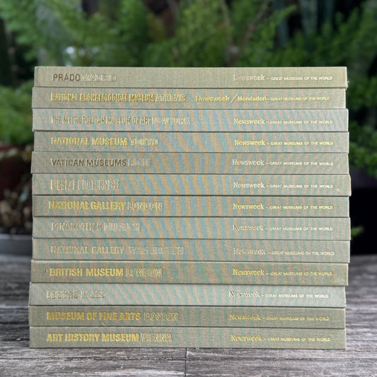 Great Museums of the World Coffee Table Book Set in Olive Green - Pretty Old Books