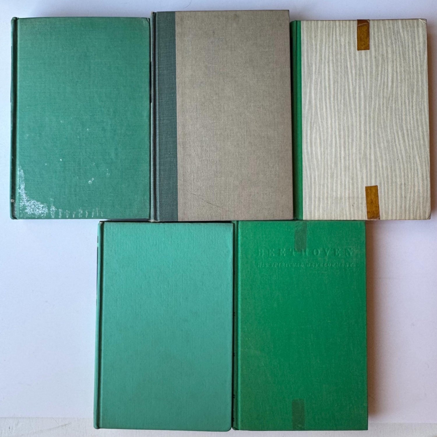 Green and Black Vintage Book Bundle for Decor, Mid Century Shelf Styling - Pretty Old Books