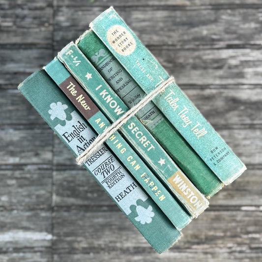 Green Mid - Century English Textbook Bundle - Pretty Old Books