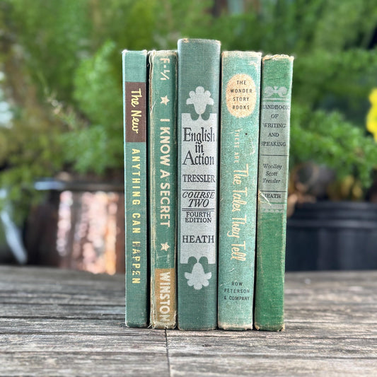 Green Mid - Century English Textbook Bundle - Pretty Old Books