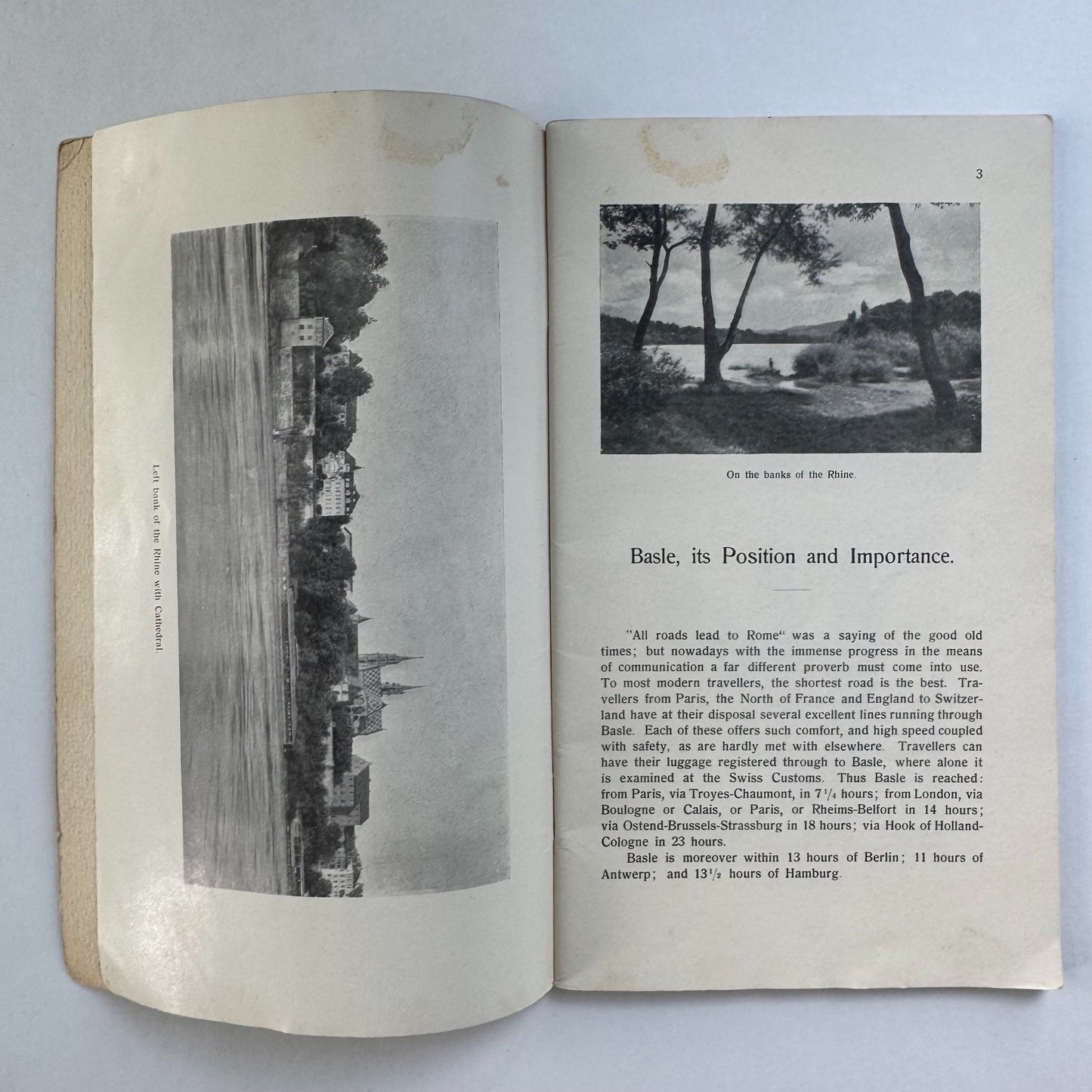 Guide Through Basle and Environs, Basle Switzerland Vintage Travel Guide, Society of Welcome to Strangers - Pretty Old Books