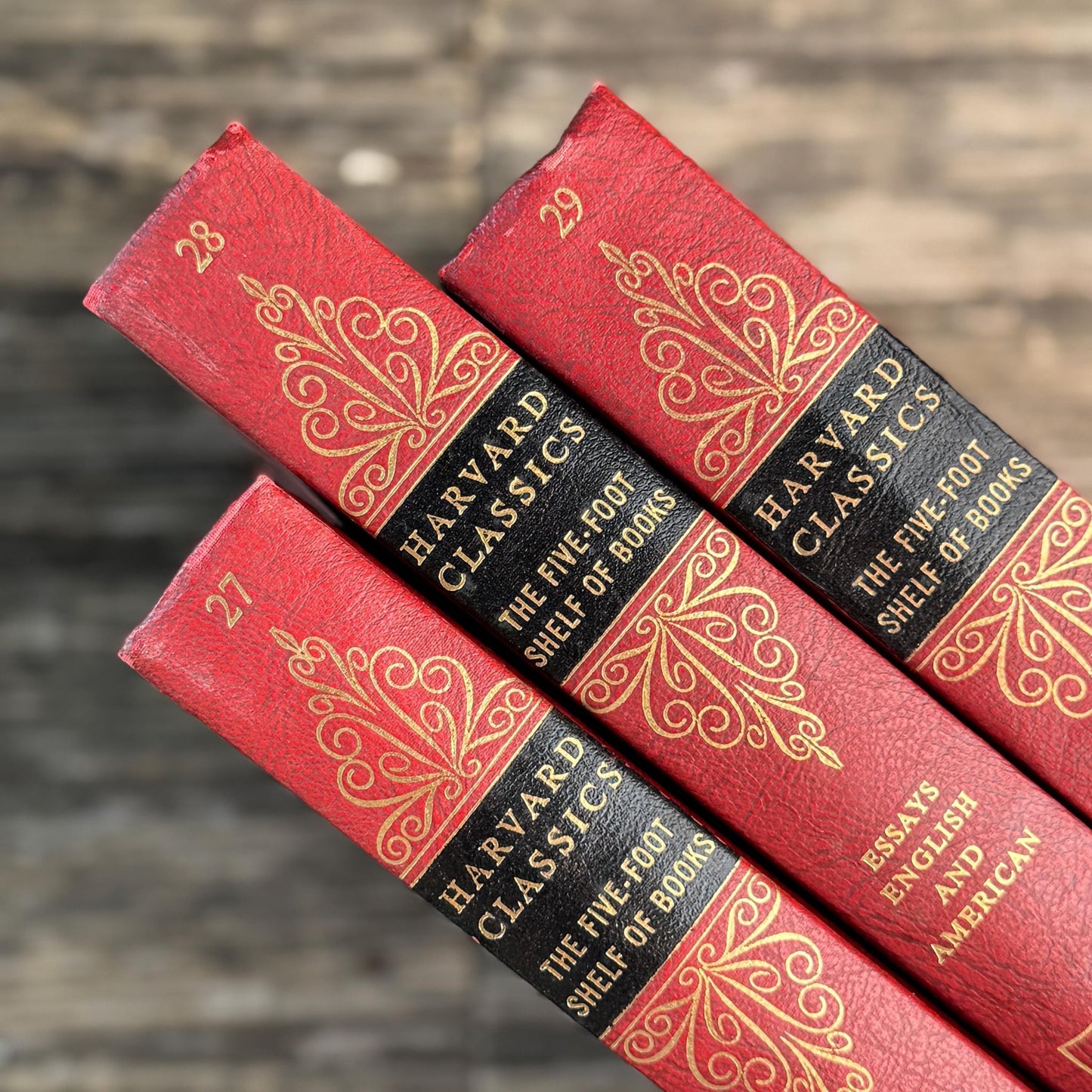 Harvard Classics Five-Foot Shelf, Volumes 27-29, Red Ornate Edition Deluxe, 1959 - Pretty Old Books