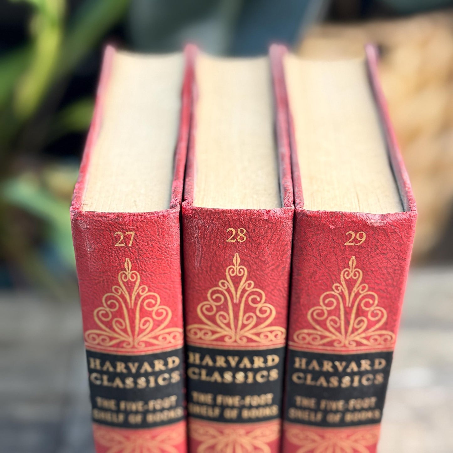 Harvard Classics Five-Foot Shelf, Volumes 27-29, Red Ornate Edition Deluxe, 1959 - Pretty Old Books