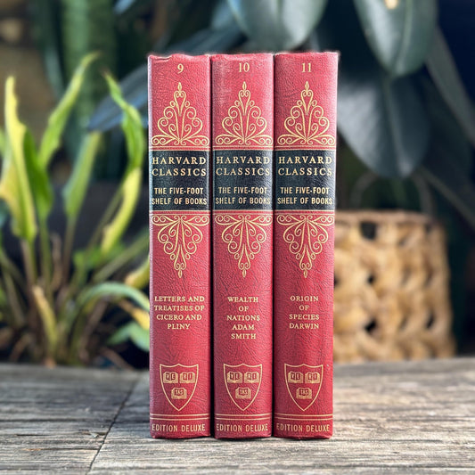 Harvard Classics Five-Foot Shelf, Volumes 9-11, Red Ornate Edition Deluxe, 1959 - Pretty Old Books