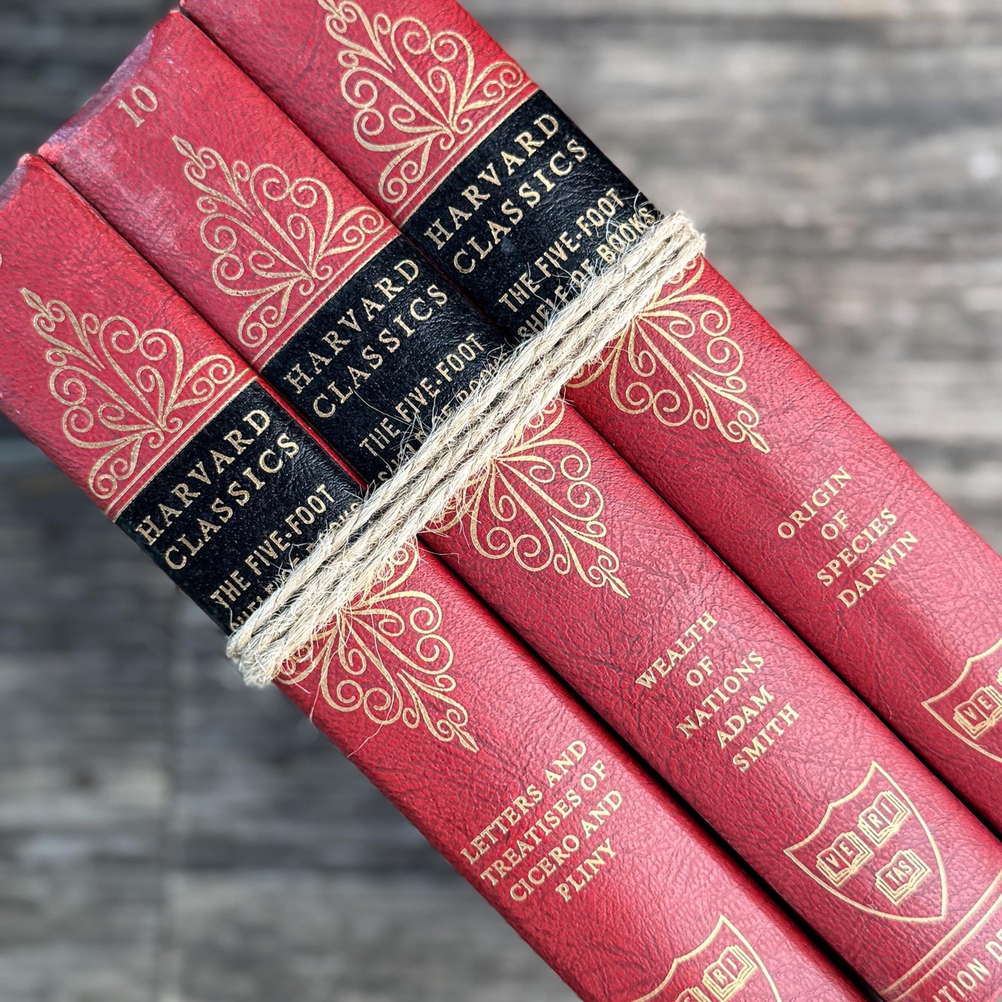 Harvard Classics Five-Foot Shelf, Volumes 9-11, Red Ornate Edition Deluxe, 1959 - Pretty Old Books