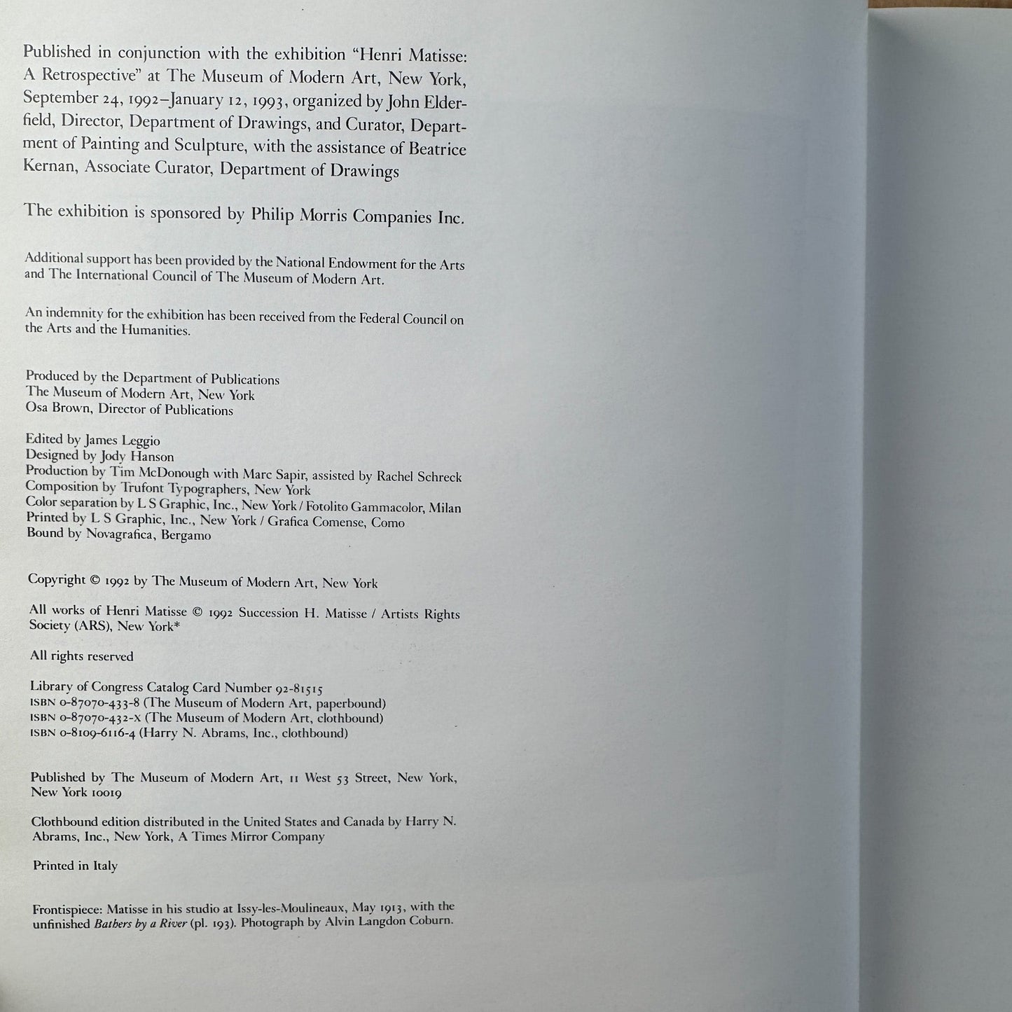 Henri Matisse: A Retrospective, MOMA, 1992 - Pretty Old Books