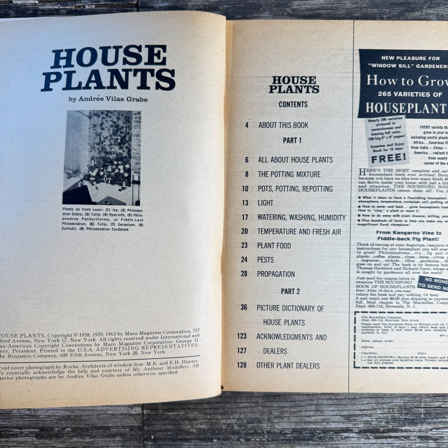 House Plants, Andree Vilas Grabe, 1963, Maco Magazine, Paperback - Pretty Old Books
