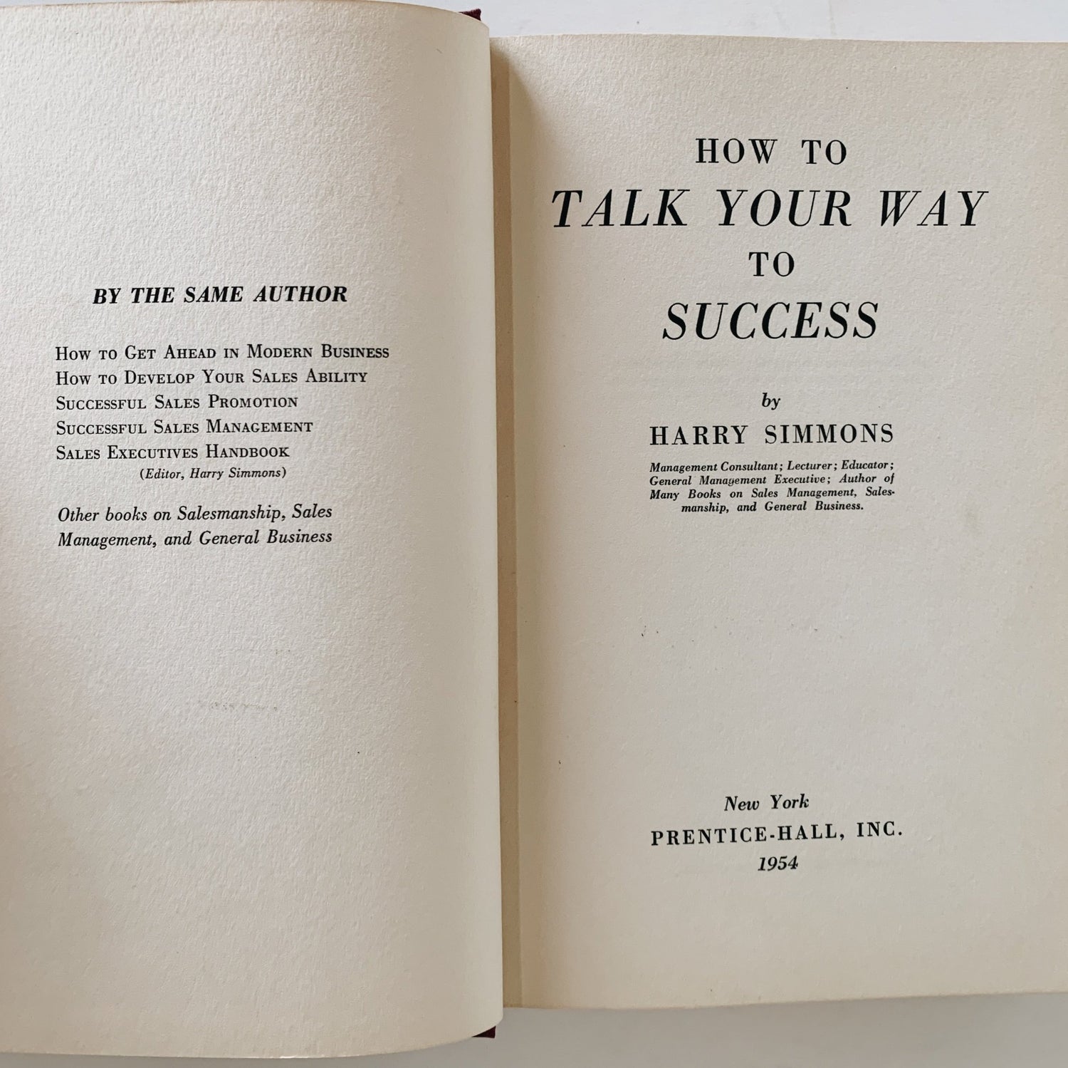 How to Talk Your Way To Success, Harry Simmons, 1954, Hardcover with DJ, Mid Century Self Help - Pretty Old Books