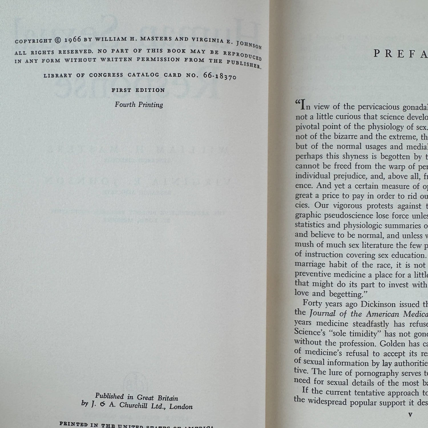 Human Sexual Response, Masters and Johnson First Edition - Pretty Old Books