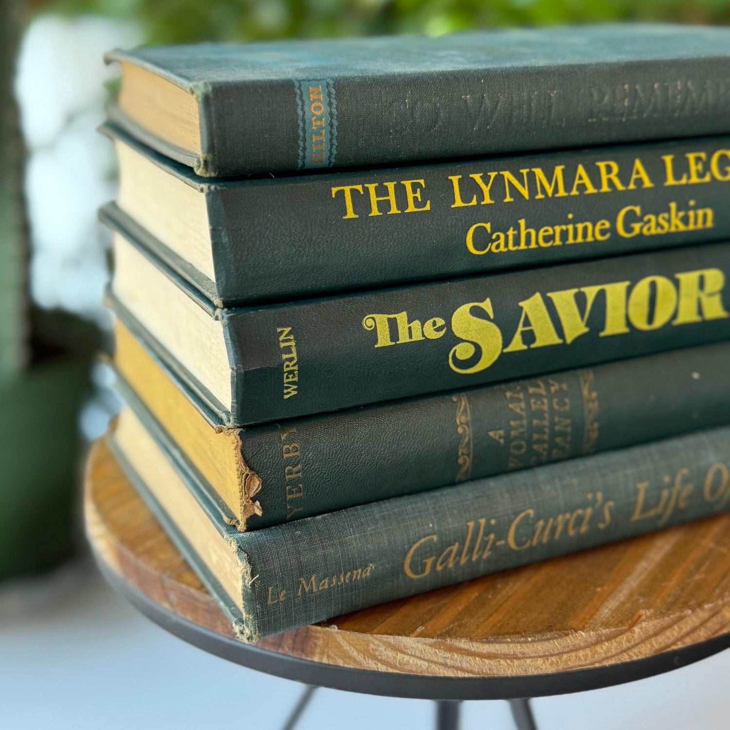 Hunter Green Vintage Mid Century Modern Decorative Books for Shelf Styling - Pretty Old Books