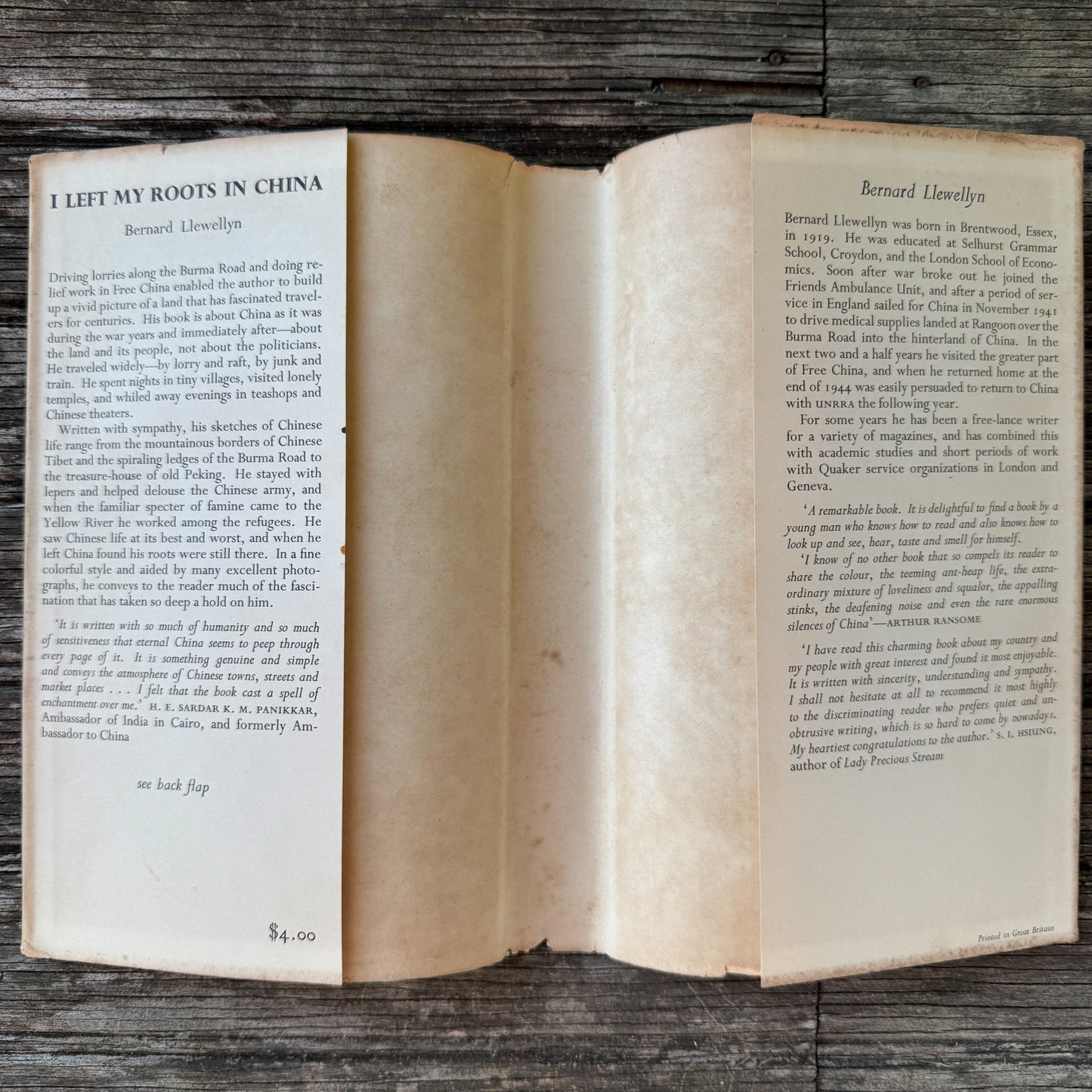 I Left My Roots in China, Bernard Llewellyn, 1953, Oxford University Press - Pretty Old Books