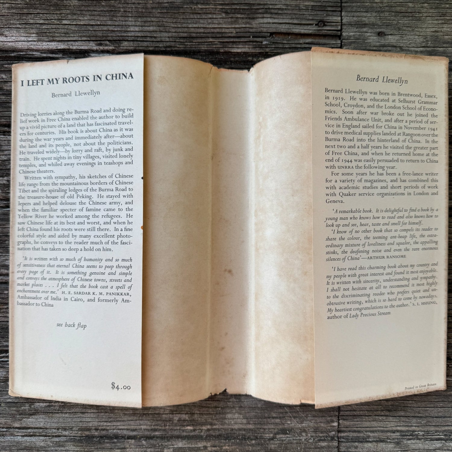 I Left My Roots in China, Bernard Llewellyn, 1953, Oxford University Press - Pretty Old Books