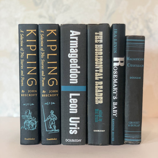 Black and Blue Vintage Book Set For Decor Handmade Decor