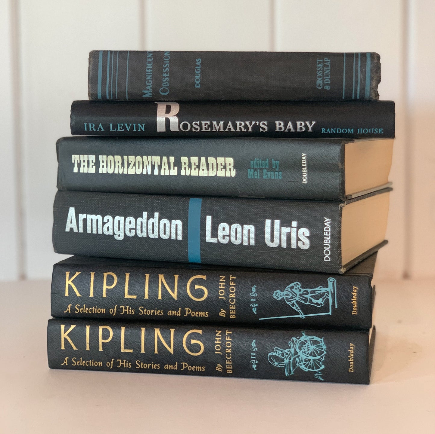 Black and Blue Vintage Book Set For Decor Handmade Decor