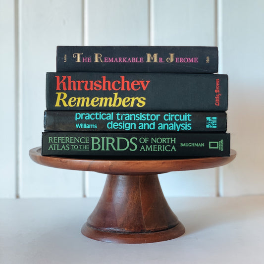 Large Vintage Black Books With Colorful Lettering for Decor