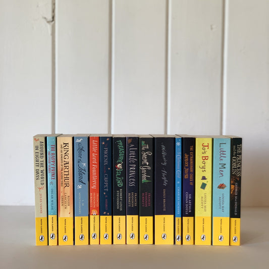 Puffin Classics Children's Paperback Classics Books, Yellow Book Bundle for Shelf Styling