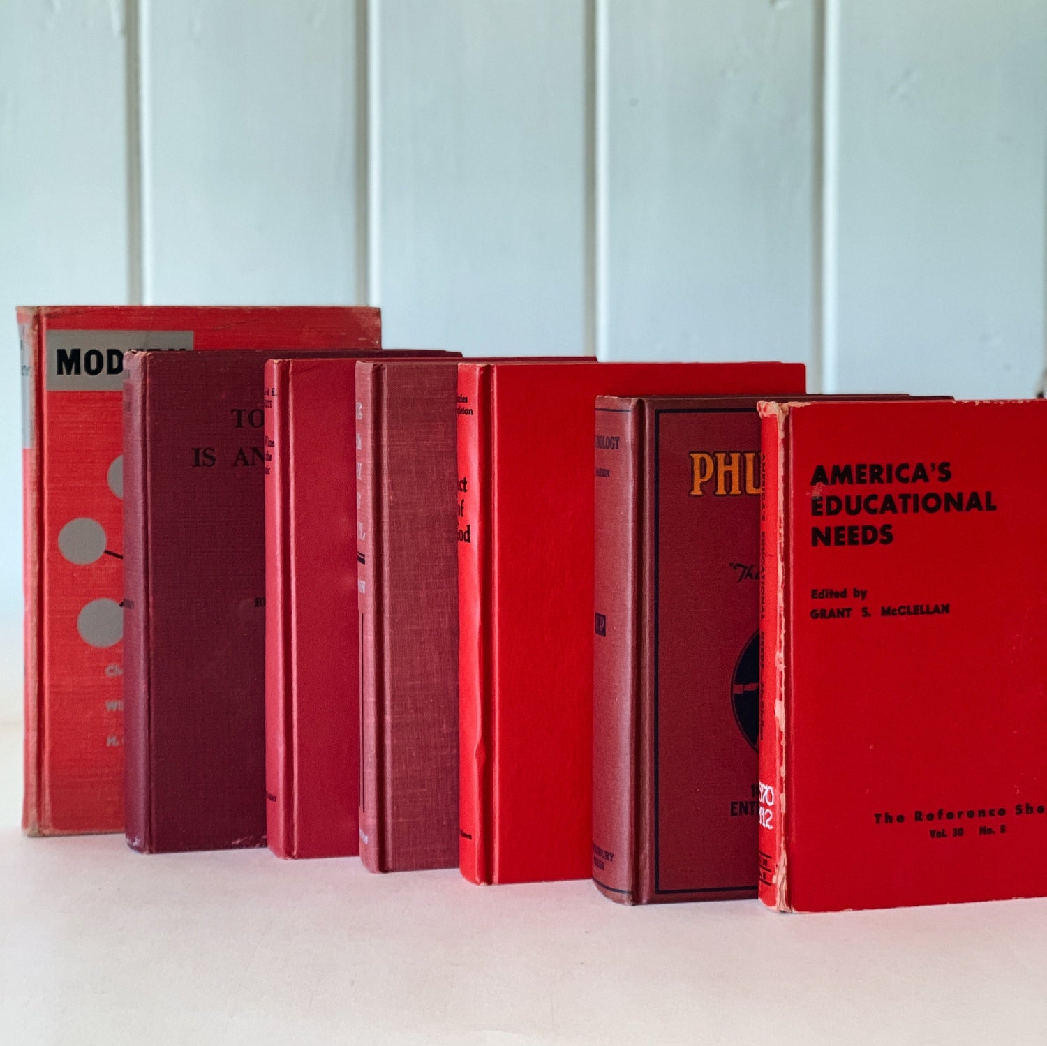 Vintage Decorative Books, Mid-Century Modern Retro Red and Black Book Collection, Books By Color, Masculine Shelf Decor