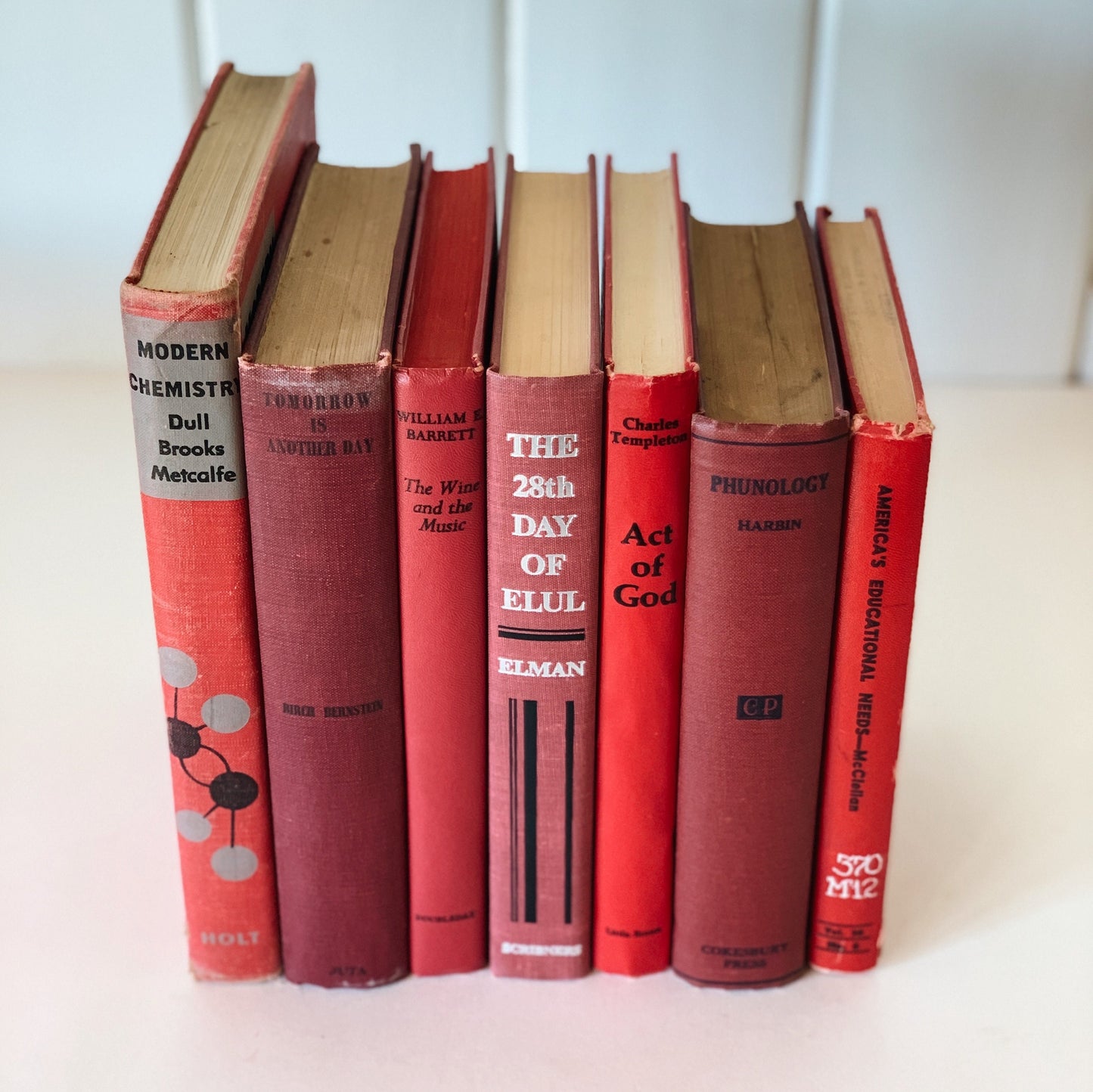 Vintage Decorative Books, Mid-Century Modern Retro Red and Black Book Collection, Books By Color, Masculine Shelf Decor