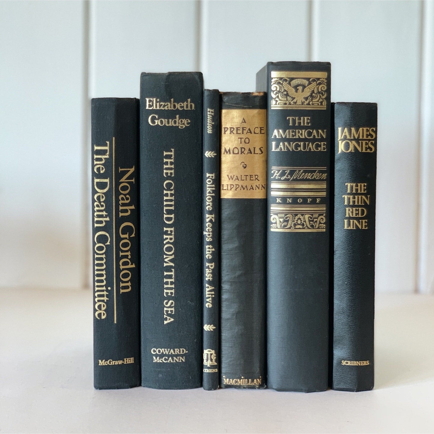 Vintage Black and Gold Mid-Century Book Bundle, Handmade Decor