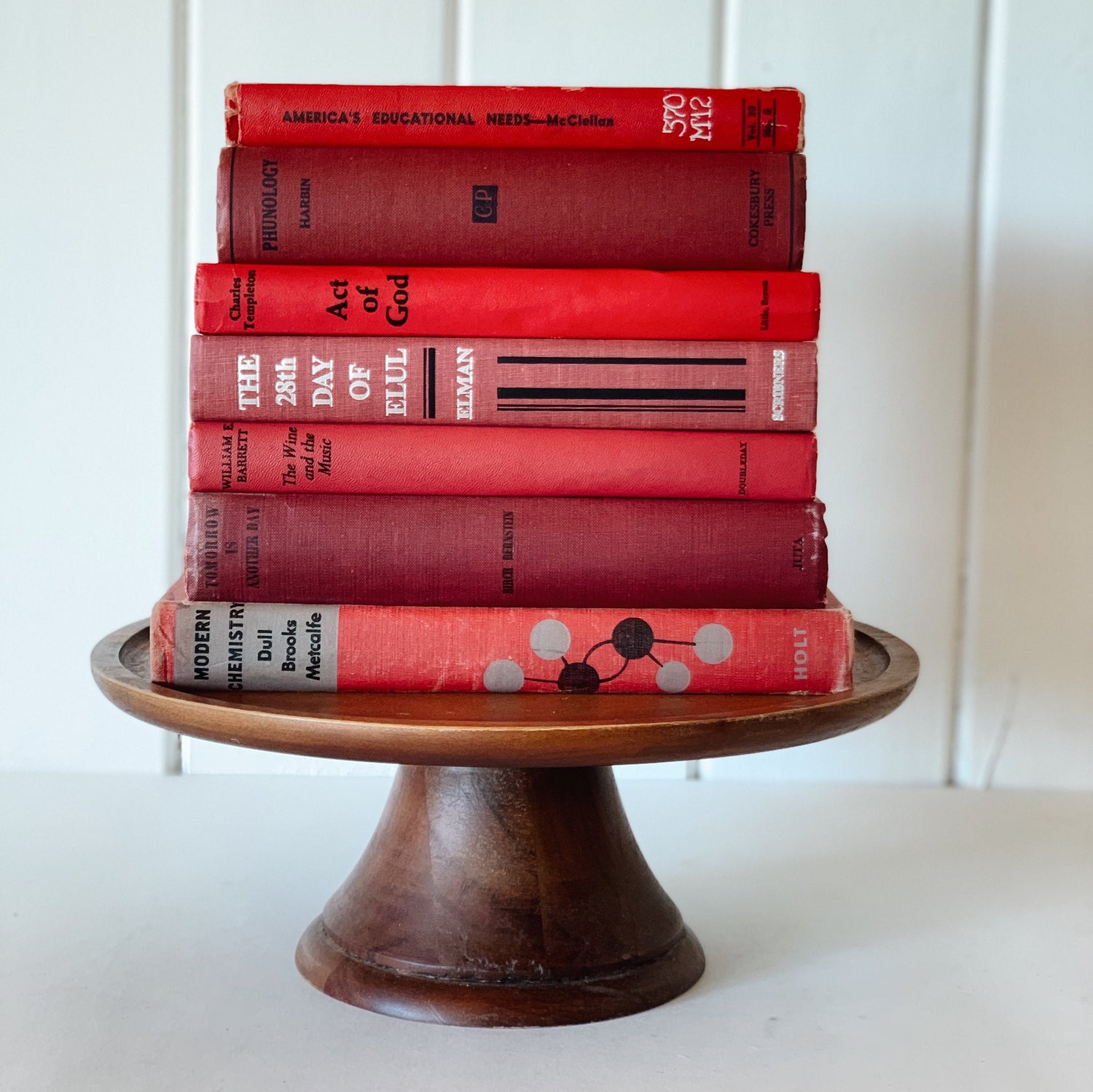 Vintage Decorative Books, Mid-Century Modern Retro Red and Black Book Collection, Books By Color, Masculine Shelf Decor