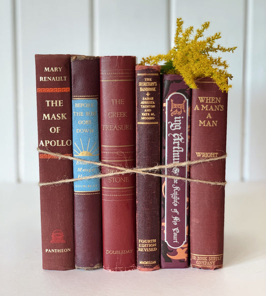 Dark Red Mid Century Modern Vintage Books,