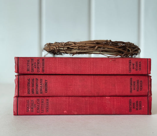 Chautaugua Home Reading Series Bundle, Small Red Decorative Book Set