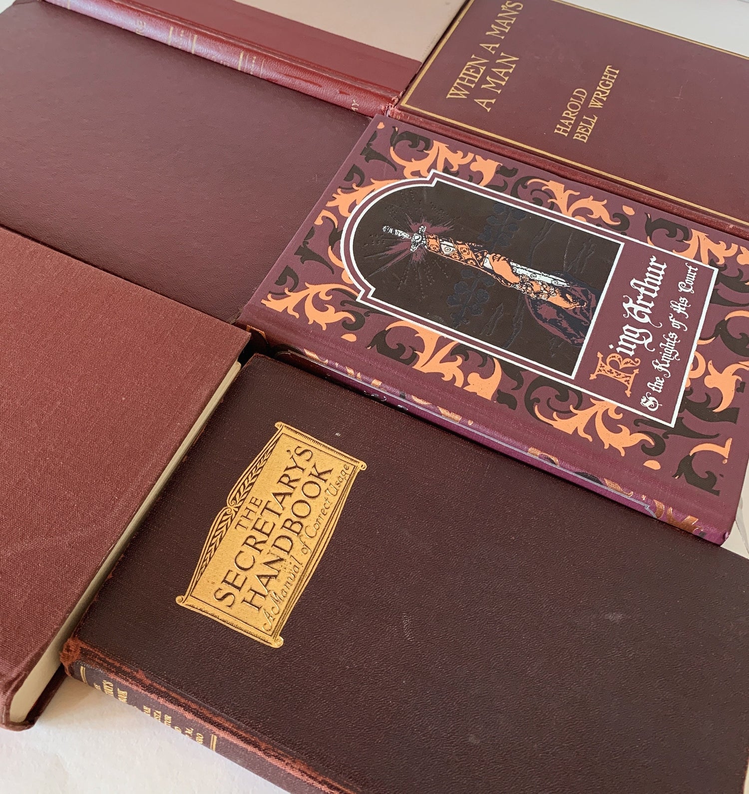 Dark Red Mid Century Modern Vintage Books,
