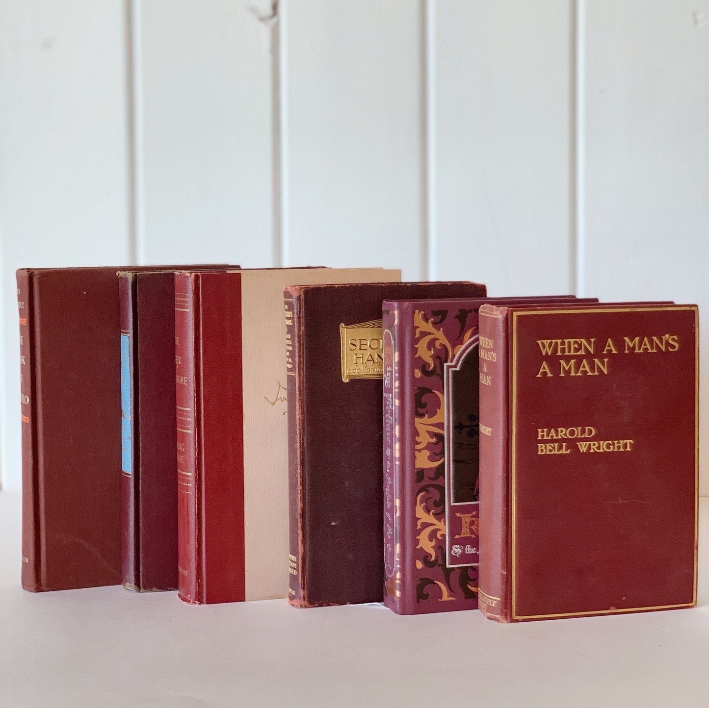 Dark Red Mid Century Modern Vintage Books,