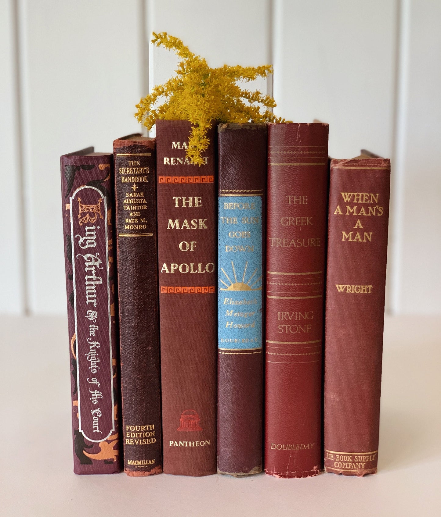 Dark Red Mid Century Modern Vintage Books,