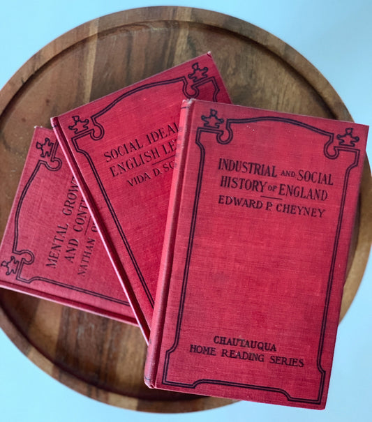 Chautaugua Home Reading Series Bundle, Small Red Decorative Book Set