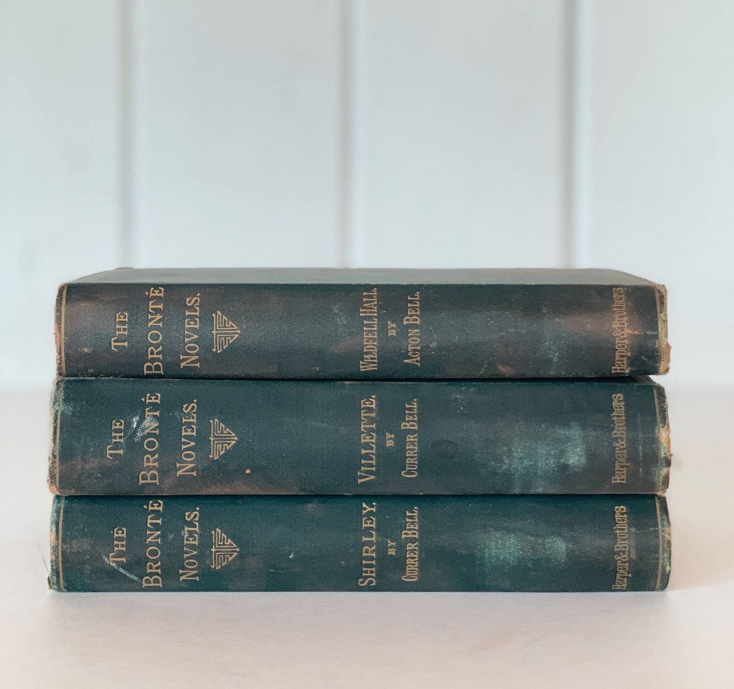 The Bronte Novels, Harper & Brothers, 1870s, Antique Green Book Set