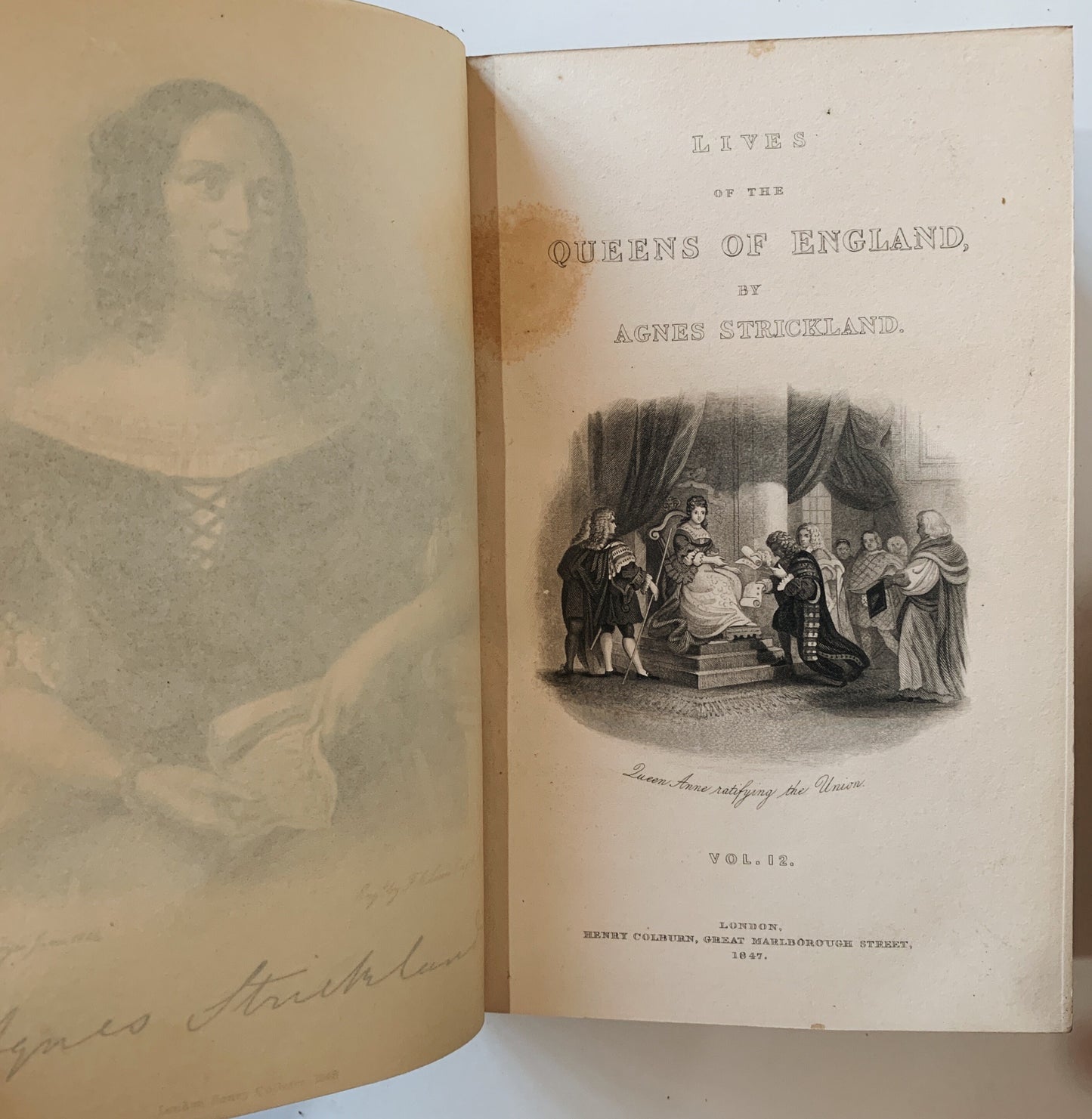 Agnes Strickland Books, Lives of the Queens of England, Scotland, Last Four Princesses of the Royal House of Stuart, Leather 1800s