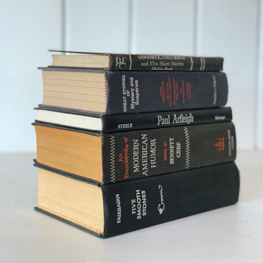 Black Silver and Red Vintage Books, Books By Color For Bookshelf Decor, Masculine Office Shelf Styling