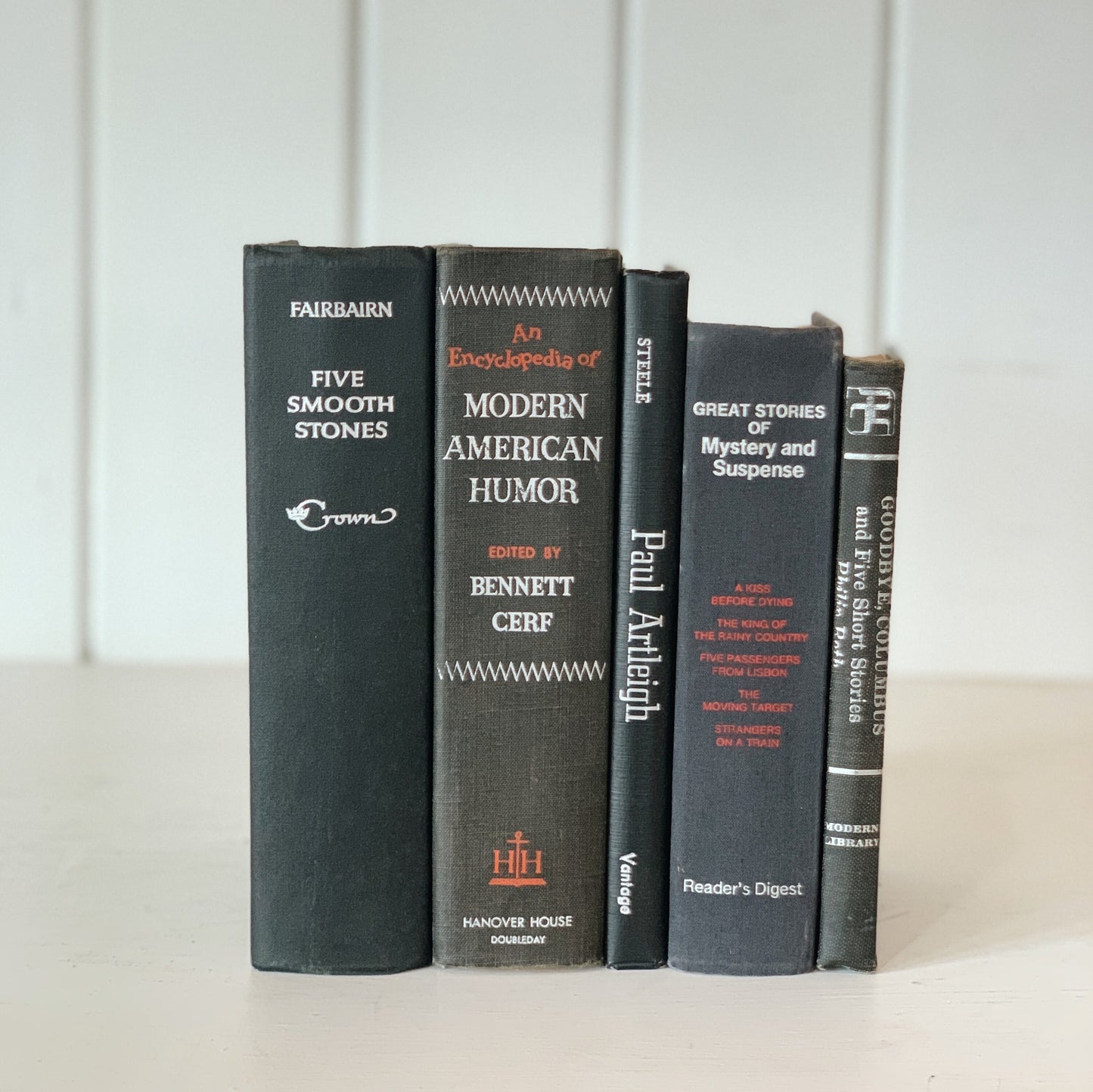 Black Silver and Red Vintage Books, Books By Color For Bookshelf Decor, Masculine Office Shelf Styling
