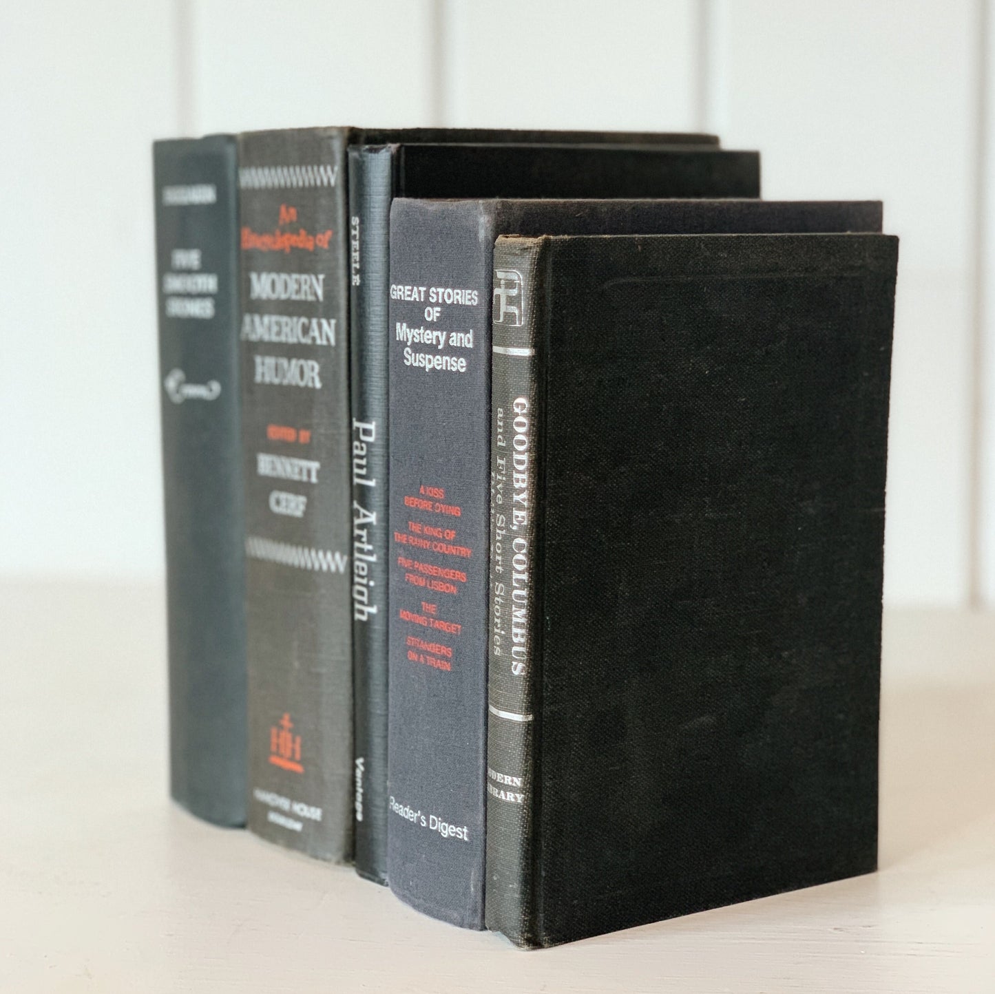 Black Silver and Red Vintage Books, Books By Color For Bookshelf Decor, Masculine Office Shelf Styling