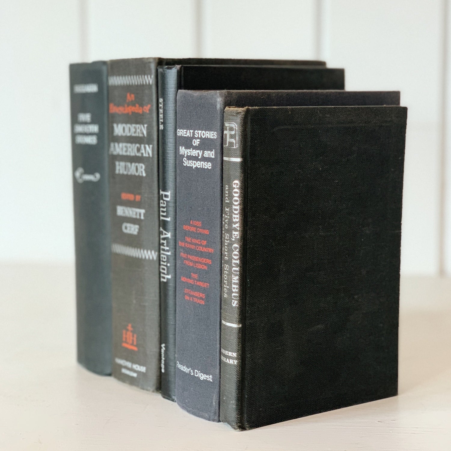 Black Silver and Red Vintage Books, Books By Color For Bookshelf Decor, Masculine Office Shelf Styling