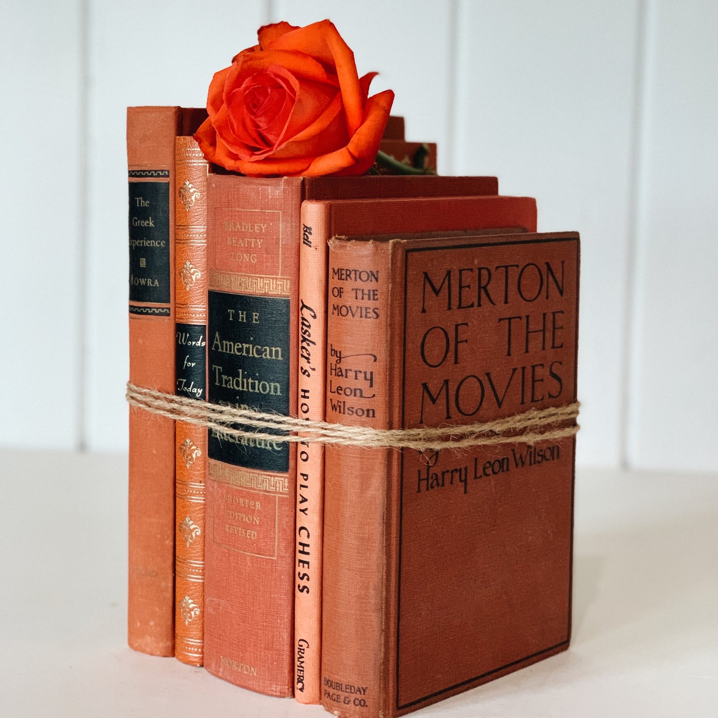 Vintage Copper and Black Book Set, Mid-Century Modern Books for Shelf Styling