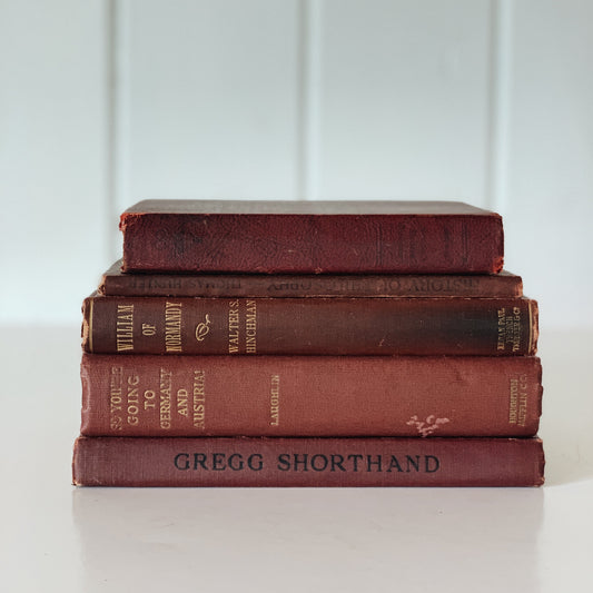 Decorative Books, Vintage Book Mini Bundle, Maroon Vintage Book Set